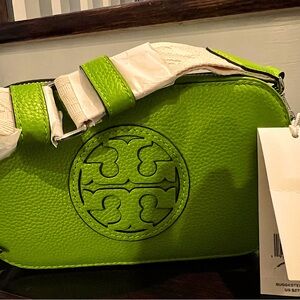 Tory Burch Mini Miller Leather Crossbody Bag - Color: Wheat Grass